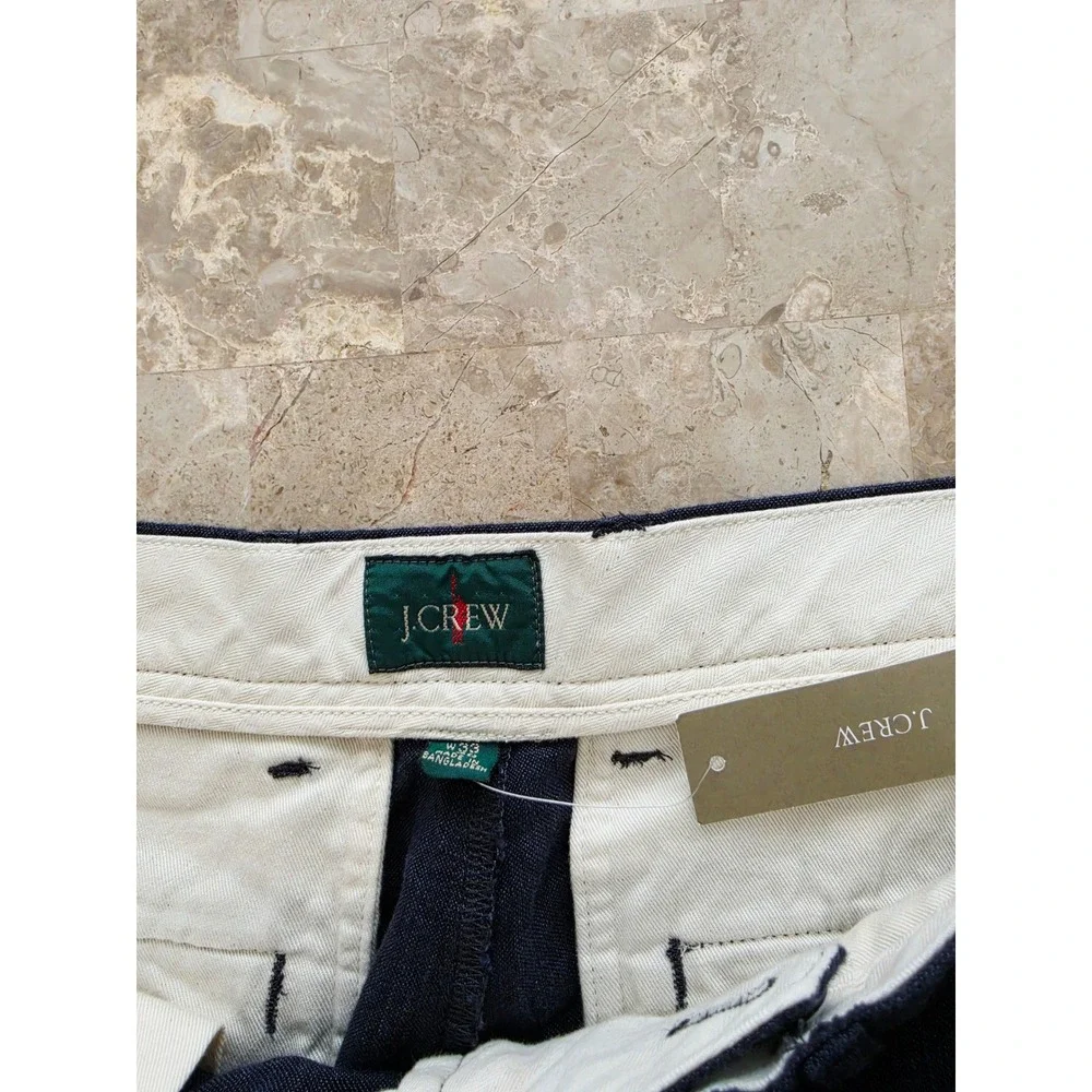 NWT J.Crew Mens Navy Blue 100% Linen‎ Straight Leg Trousers Pants 33x30